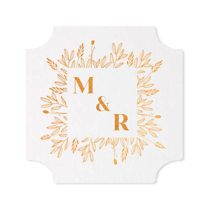 Personalized Eggshell Square Coaster with Satin French Blue Foil has a Leaf Square Frame graphic and is good for use in Frames, Floral themed parties and will look fabulous with your unique touch. Your guests will agree!