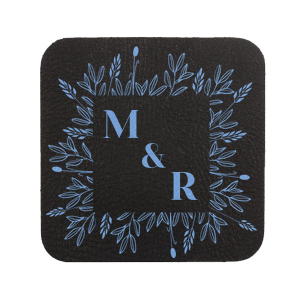 Personalized Eggshell Square Coaster with Satin French Blue Foil has a Leaf Square Frame graphic and is good for use in Frames, Floral themed parties and will look fabulous with your unique touch. Your guests will agree!