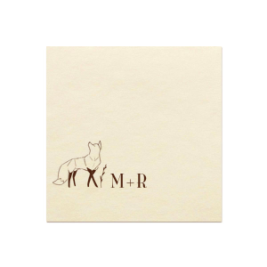 Custom Crosshatch Stone Cocktail Napkin with Satin French Blue Foil has a Cottage Fox graphic and is good for use in Animals themed parties and can't be beat. Showcase your style in every detail of your party's theme!
