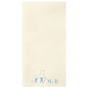 Custom Crosshatch Stone Cocktail Napkin with Satin French Blue Foil has a Cottage Fox graphic and is good for use in Animals themed parties and can't be beat. Showcase your style in every detail of your party's theme!