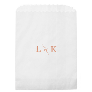 ForYourParty's elegant White Cookie Bag with Shiny Rose Gold Foil has a Accent Ampersand graphic and is good for use in Accents, Words, Wedding themed parties and can be personalized to match your party's exact theme and tempo.