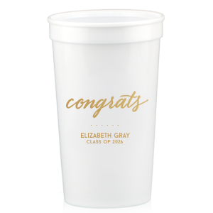 With the Simple Congrats Cup celebrate with refined sophistication. The elegantly bold scripted "congrats" adds a touch of class, perfect for honoring any special occasion. Personalize with a name and event for an effortlessly chic celebration.