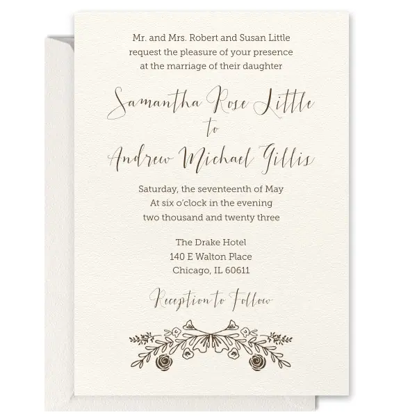 Romantic Floral Letterpress Invitation