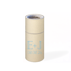 The Floral Crown Matchbox design radiates homespun whimsy with its simple, sweet font highlighting the couple's initials and event date. The back enchants with a hand-drawn foliage burst and a central peony, symbolizing the blossoming union and romance of the couple's wedding day.