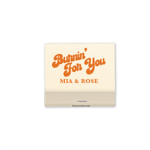 Ignite the spirit of the '70s with the Mod Mediterranean Groovy Script Matchbook, featuring boho fonts against vibrant, retro-inspired colors. These matchbooks are a fun flashback to groovy times, perfect for lighting up your celebration with vintage charm.