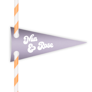ForYourParty's elegant Poptone Lavender Pennant Straw Tag with Matte White Foil will give your party the personalized touch every host desires.
