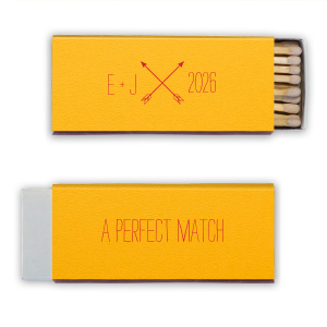 This matchbox features our modern Arrow Monogram with your initials and date. Personalize for a memorable wedding, engagement or anniversary favor that your guests will love using. 