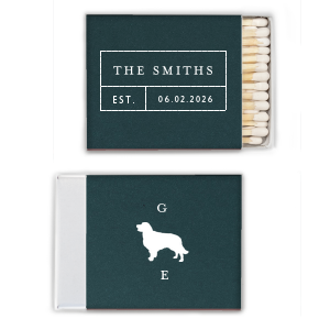 The Family Pet Match features a boxed layout, a customizable date and initials, and a charming dog silhouette for a timeless personalized feel. Any pet lover can add it to the table to elevate their everyday rituals. Perfect for housewarmings or anniversaries.