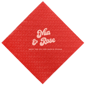 The Meet Me on the Dance Floor Retro Bubble Napkin features retro bubble lettering and a playful message for a fun, disco-inspired vibe. Add it to your bar setup to keep the party going. Perfect for wedding receptions or late-night dance celebrations!
