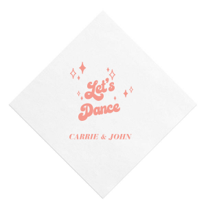 Personalized White Borderless Ink Printed Cocktail Napkin with Matte Light Coral Ink Digital Print Colors has a Twinkle Frame graphic and is good for use in Stars, Frames, Holiday themed parties and can be personalized to match your party's exact theme and tempo.