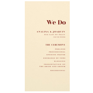 Our custom Poptone Pastel Pink 4x8 Program with Matte Merlot Foil are a must-have for your next event—whatever the celebration!