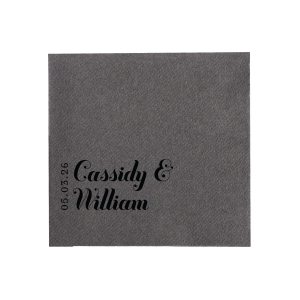 ForYourParty's personalized Herringbone Gray Onyx Cocktail Napkin with Matte Black Foil will impress guests like no other. Make this party unforgettable.