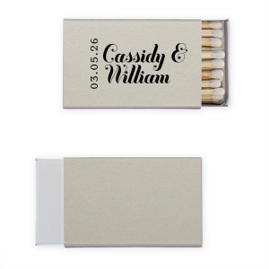 The Relaxed Reception Modern Match features bold, modern script names alongside a vertically displayed event date for a stylish statement. Customize yours to add a cohesive and memorable detail to your celebration. Perfect for wedding receptions or rehearsal dinners.