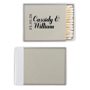 The Relaxed Reception Modern Match features bold, modern script names alongside a vertically displayed event date for a stylish statement. Customize yours to add a cohesive and memorable detail to your celebration. Perfect for wedding receptions or rehearsal dinners.