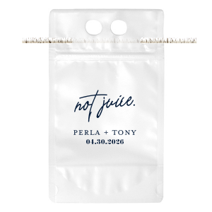 Customize this juice pouch for your next event! Designed with a cheeky "not juice" script font, this personalized drink pouch is perfect for your wedding, bachelor party, or bachelorette party. 