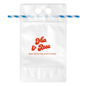The Meet Me on the Dance Floor Retro Bubble Drink Pouch features retro bubble lettering and a playful message for a fun, disco-inspired vibe. Pick it to serve beverages in a fun, unexpected way that keeps guests smiling. Perfect for wedding receptions or late-night dance celebrations!
