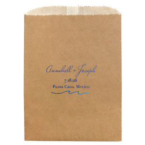 "Embrace the seaside spirit with the Beach Wave Gift Bag featuring a sleek wave design. Personalize with three lines of text to conjure the ocean's rhythm, creating a breezy, bespoke gift experience for your beach-themed celebration.