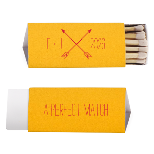 This matchbox features our modern Arrow Monogram with your initials and date. Personalize for a memorable wedding, engagement or anniversary favor that your guests will love using. 