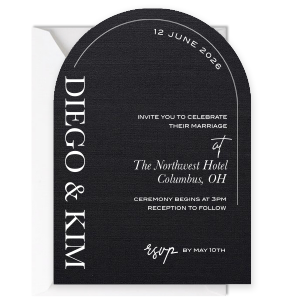 This minimal arch invitation is all clean lines and class. Send out your minimal rsvp invitation for your upcoming wedding. 