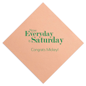 Celebrate a new chapter with the Everyday is Saturday Retirement Napkin, perfect for celebrating retirement. “Congrats” and the retiree’s name personalize a joyful message, making it an ideal accessory for this significant milestone.