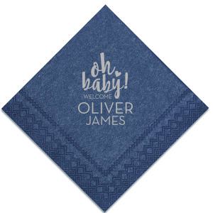 Celebrate new beginnings with the Oh Baby! Welcome Napkin design, where a heartfelt 'Oh baby!' in playful script meets a chic 'Welcome'—all spotlighting the new arrival's name. It's the perfect blend of adoration and elegance for any baby welcoming event.