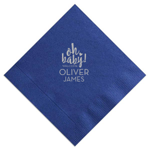 Celebrate new beginnings with the Oh Baby! Welcome Napkin design, where a heartfelt 'Oh baby!' in playful script meets a chic 'Welcome'—all spotlighting the new arrival's name. It's the perfect blend of adoration and elegance for any baby welcoming event.