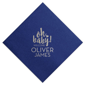 Celebrate new beginnings with the Oh Baby! Welcome Napkin design, where a heartfelt 'Oh baby!' in playful script meets a chic 'Welcome'—all spotlighting the new arrival's name. It's the perfect blend of adoration and elegance for any baby welcoming event.