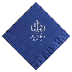 Celebrate new beginnings with the Oh Baby! Welcome Napkin design, where a heartfelt 'Oh baby!' in playful script meets a chic 'Welcome'—all spotlighting the new arrival's name. It's the perfect blend of adoration and elegance for any baby welcoming event.