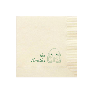 Celebrate your wedding and get your cocker spaniel in on the action! This custom cocker spaniel napkin is a must for the dog loving couple or family. 
