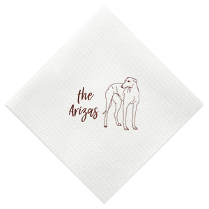 Customize a party favor with your pet on it! This napkin features a greyhound graphic and will be a pawfect addition to your wedding, dinner party, or birthday. 