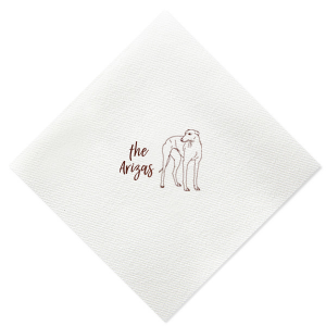 Customize a party favor with your pet on it! This napkin features a greyhound graphic and will be a pawfect addition to your wedding, dinner party, or birthday. 