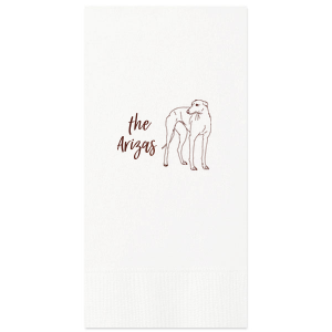 Customize a party favor with your pet on it! This napkin features a greyhound graphic and will be a pawfect addition to your wedding, dinner party, or birthday. 