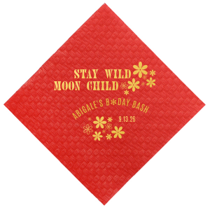 If you are planning a 70s birthday party, these custom napkins are a must. The retro style is perfect for a disco birthday party. Stay wild moon child!