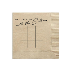 Play Tic Tac Toe on this napkin! This cheeky napkin is a fun wedding party accessory to have at cocktail hour. Your guests can play tic tac toe and have a ball. 
