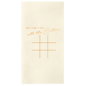 Play Tic Tac Toe on this napkin! This cheeky napkin is a fun wedding party accessory to have at cocktail hour. Your guests can play tic tac toe and have a ball. 