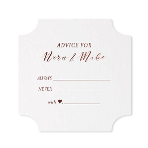 Get wedding advice from your family and friends with a unique twist! Leave these personalized coasters at the bar or your reception tables, and have your guests write on them with advice for the newlyweds. 