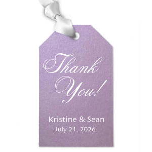 Express your appreciation with the Delicate Script Thank You Gift Tag. Featuring a beautifully flourished "Thank You" in thin, delicate lines, this design exudes elegance and simplicity. With the couple’s names and date below, it adds a touch of refined charm to your heartfelt thanks.