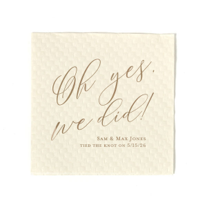 Oh yes, we did! Celebrate your wedding day with this custom cocktail napkin. 