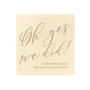 Oh yes, we did! Celebrate your wedding day with this custom cocktail napkin. 