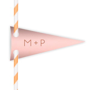Our custom Poptone Ballet Pink Pennant Straw Tag with Satin Copper Penny Foil can be customized to complement every last detail of your party.