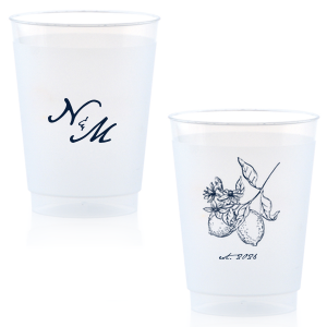 Cheers! Take a sip from this custom cup on your wedding day. Featuring a lemon graphic, this cup will enchant your guests and elevate your bar. 