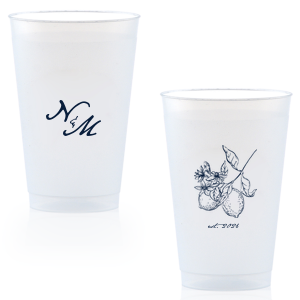 Cheers! Take a sip from this custom cup on your wedding day. Featuring a lemon graphic, this cup will enchant your guests and elevate your bar. 