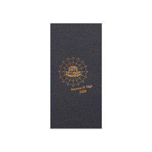 Celebrate halloween in style! If you are throwing a halloween party a custom napkin will enchant your guests. The spooky spiderweb graphic has a funky font for that elevated touch to your party. 