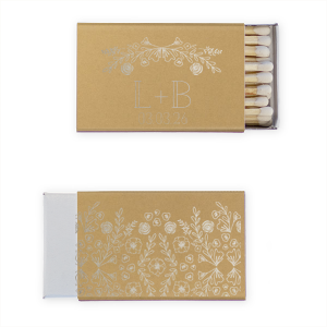 The Floral Elegance Garden Beauty Wedding Match captures the essence of an ever-growing love. It features a charming arch of flowers and greenery over the couple's initials, symbolizing a flourishing relationship. The back showcases a sprawling garden design, evoking a sense of continuous growth, reaching for more, just like their union.