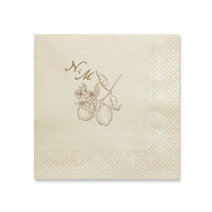 This Initials Lemon Napkin features a refined botanical citrus illustration paired with an elegant monogram for a timeless tabletop accent. Add it to your celebration to elevate drink service with thoughtful detail. Excellent for weddings or engagement parties.