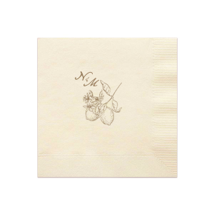 This Initials Lemon Napkin features a refined botanical citrus illustration paired with an elegant monogram for a timeless tabletop accent. Add it to your celebration to elevate drink service with thoughtful detail. Excellent for weddings or engagement parties.