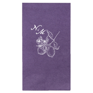 This Initials Lemon Napkin features a refined botanical citrus illustration paired with an elegant monogram for a timeless tabletop accent. Add it to your celebration to elevate drink service with thoughtful detail. Excellent for weddings or engagement parties.