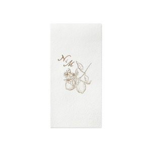 This Initials Lemon Napkin features a refined botanical citrus illustration paired with an elegant monogram for a timeless tabletop accent. Add it to your celebration to elevate drink service with thoughtful detail. Excellent for weddings or engagement parties.