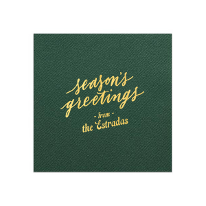 Decorate your home this year with the Season's Greetings Retro Napkin, branded with your own names on it. It will be a perfect eye-catching detail in your home which will bring a fantastic Christmas vibe! 