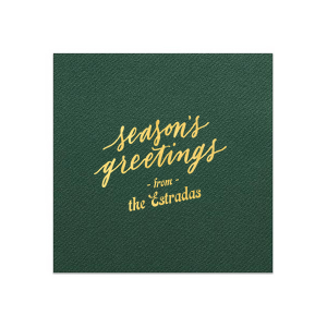 Decorate your home this year with the Season's Greetings Retro Napkin, branded with your own names on it. It will be a perfect eye-catching detail in your home which will bring a fantastic Christmas vibe! 